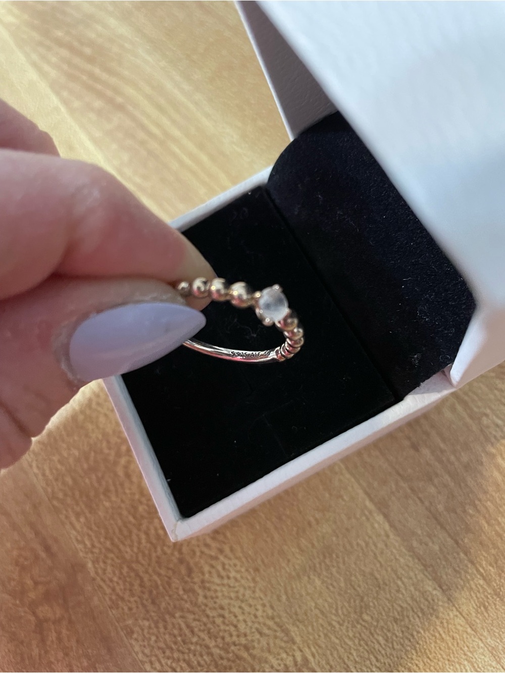 Pandora April Birthstone Beaded Ring - Silver - Picture 3 of 4